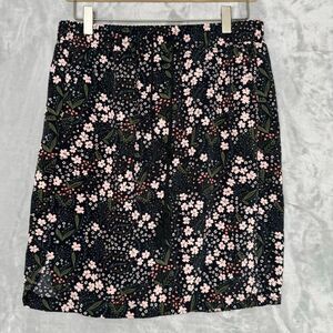 LOFT Outlet Skirt Womens MP Medium Petite Black Pink Green Floral Pull On Mini